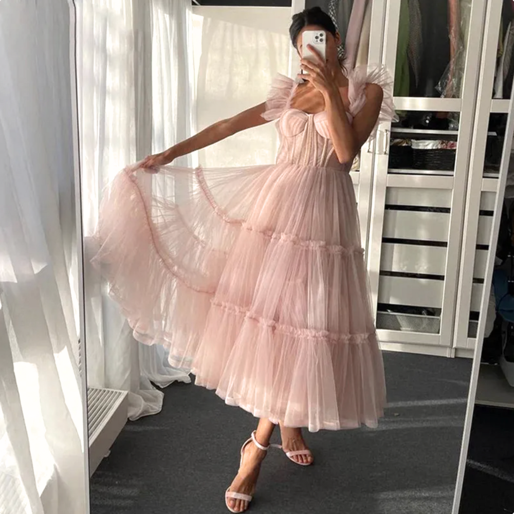Pink Tulle Short Prom Dresses, A-Line Pink Evening Party Dresses US 16 / Pink Pink Tulle Short Prom Dresses, A-Line Pink Evening Party Dresses US 16 / Pink