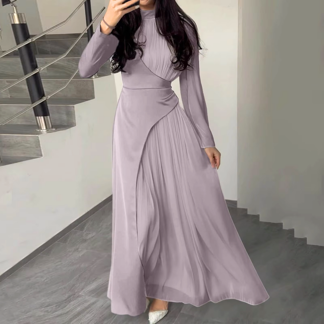 Purple Chiffon Modest Assymetric Long Party Dress XL Purple Chiffon Modest Assymetric Long Party Dress XL