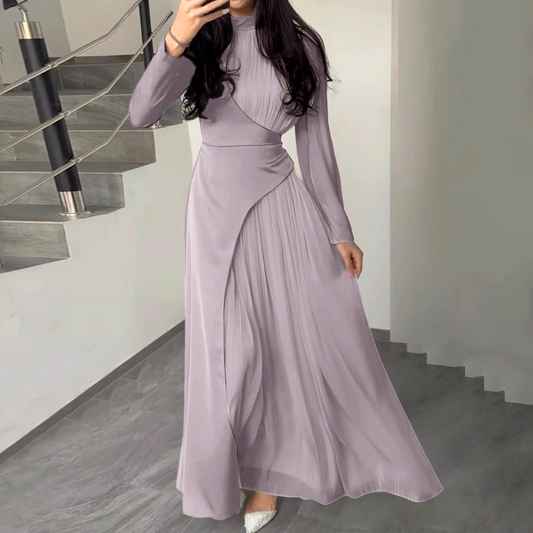 Purple Chiffon Modest Assymetric Long Party Dress