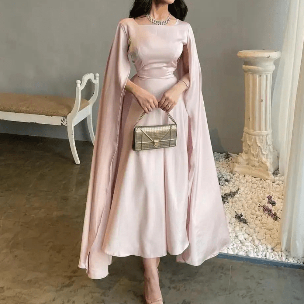 Satin Classy Modest Formal Dresses Blush Pink Satin Elegant Modest Evening Dress Custom Satin Classy Modest Formal Dresses Blush Pink Satin Elegant Modest Evening Dress Custom