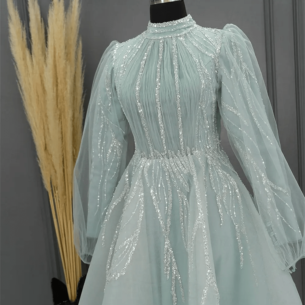 Dubai Abiye Elbise Sparkly Beaded Evening Dress, Right