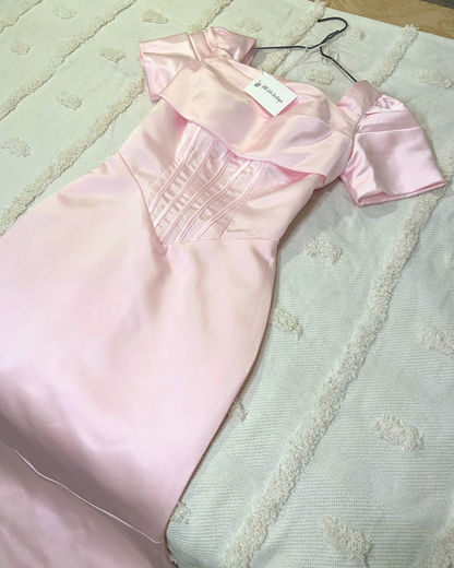 Pink Satin Corset Floor-Length Mermaid Formal Dress