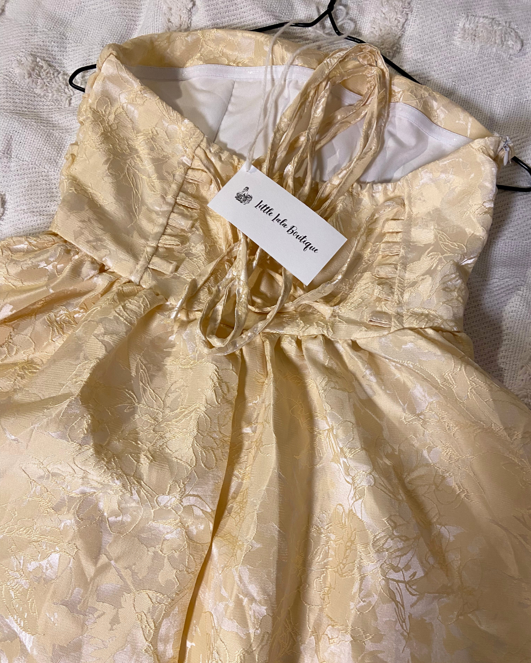 Floral Satin Sleeveless Tube Neck Princess Midi Dress