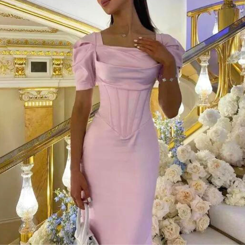 Light Pink Satin Corset Floor-Length Prom Dress 20W / Pink