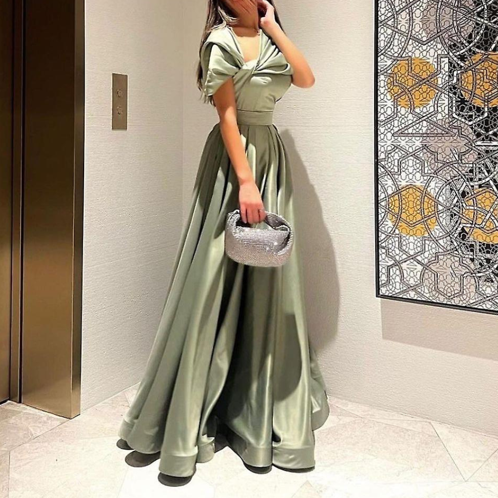 olive green prom dress 2018 Olive Green Mermaid Satin Prom Dresses with Slit Spaghetti Strap Eveni Viniodress