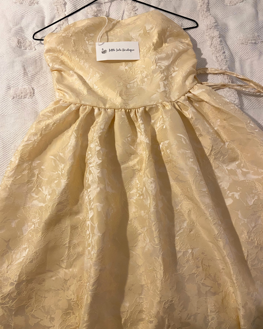 Floral Satin Sleeveless Tube Neck Princess Midi Dress