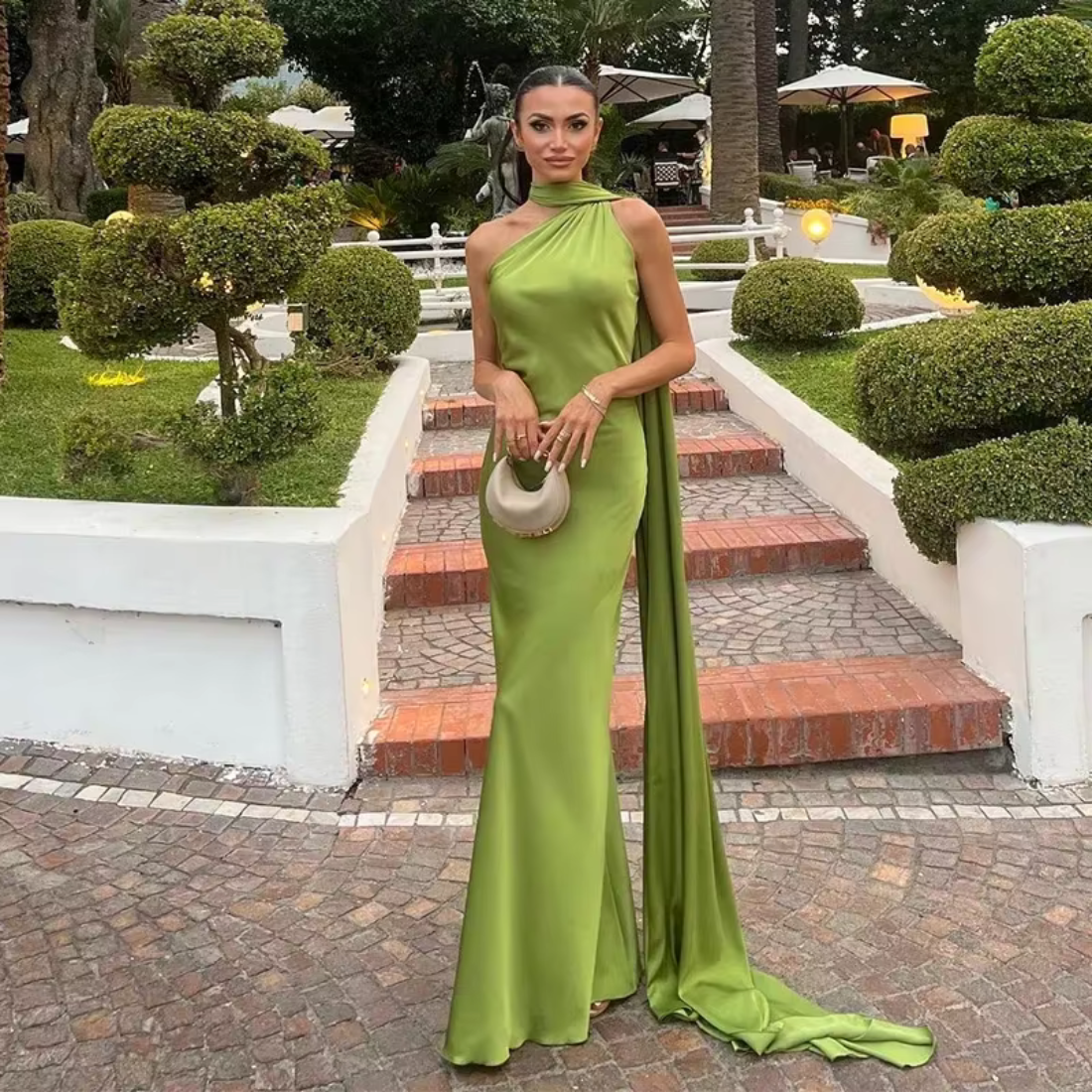halter off shoulder dress Neck One Drape Sleeve Slim Floor-Length – Little Lala Boutique drop:s26_february_03.02_roupas Fabric:Yarn Dyed Check beaded pageant gowns Recipe: Spinach Salad with