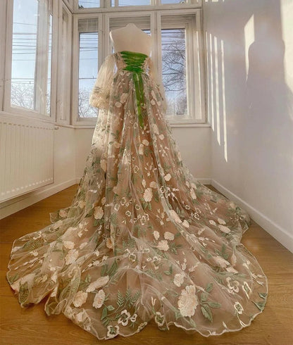 Beige Floral Embroidery Lace Evening Dress Little Lala Boutique Beige Floral Embroidery Lace Evening Dress Little Lala Boutique