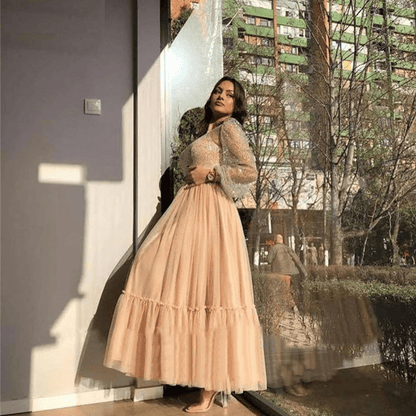 sparkly champagne prom dress Mermaid Champagne Strapless Sequins Long Prom Dresses with Slit Champagne / 18